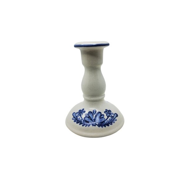 Vintage Platzgraff Yorktowne Ceramic Blue & White Floral Candle Holder - Picture 1 of 5